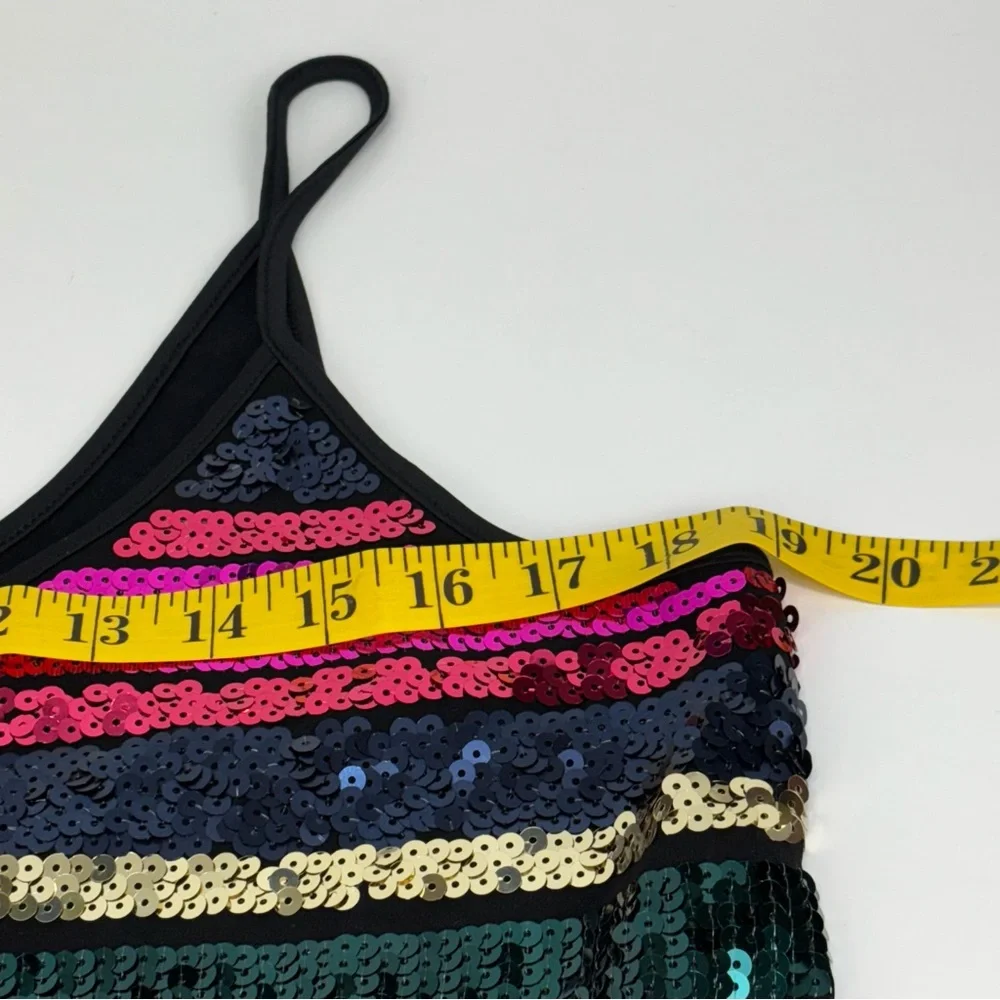 NWOT Express Tops party club festival Multicolored Sequined Cami lined Size S